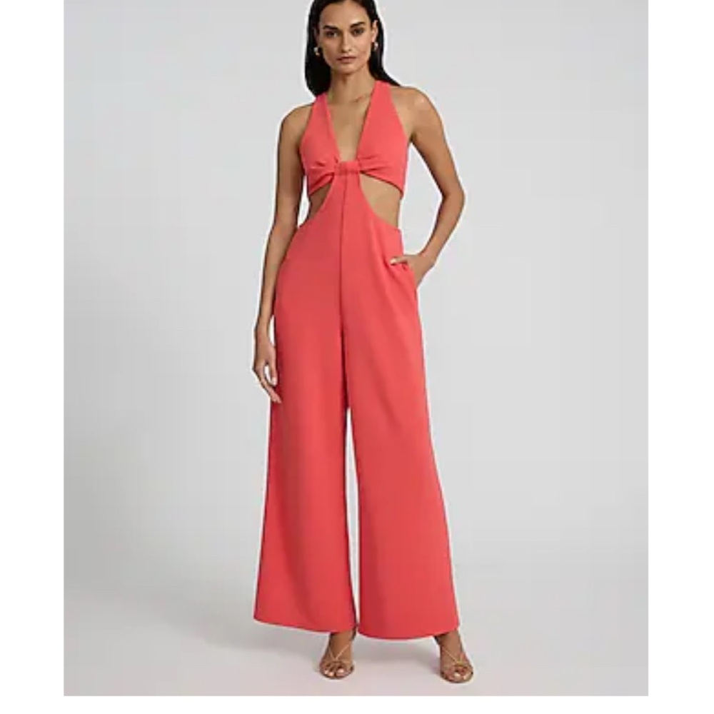Express Pink Halter Jumpsuit with Wide-Leg Design brand new with tags